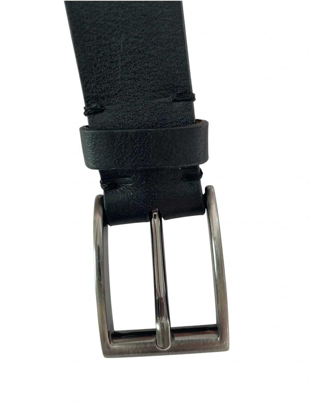Horween Leather Belt By Johnston & Murphy USA Italy Black Silver Sz 32 Limited